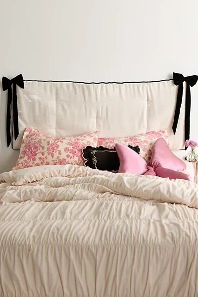 Urban Outfitters Velvet Bow Trim Floating Headboard In Black/white At  In Neutral