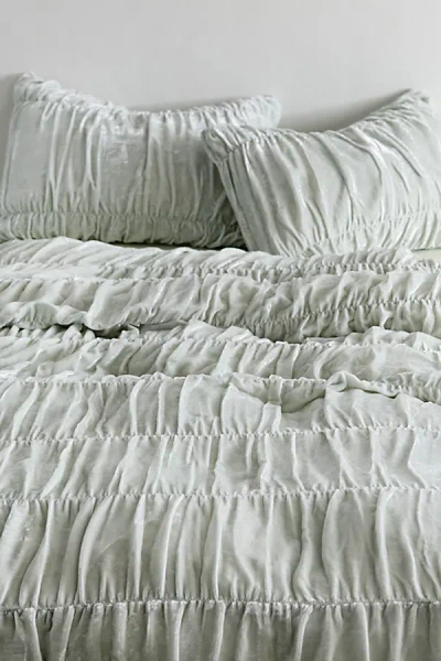 Urban Outfitters Velvet Cinched Duvet Cover In Bit Of Blue At  In White