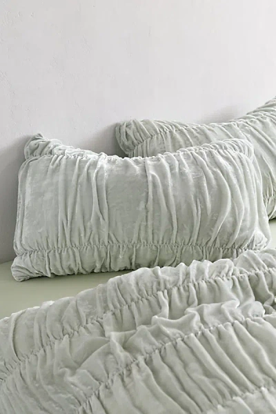 Urban Outfitters Velvet Cinched Sham Set In Bit Of Blue At  In Green