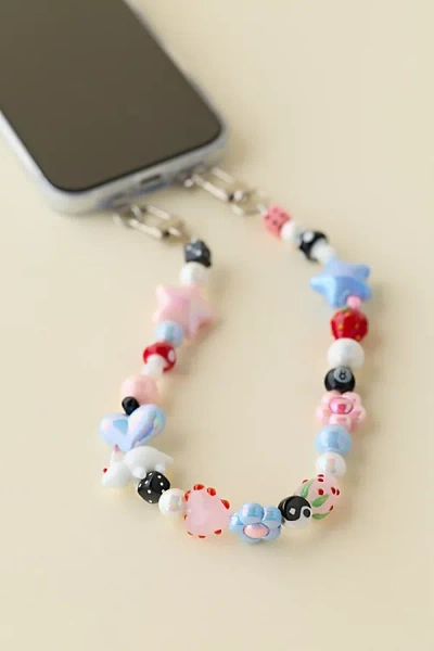 Urban Outfitters Velvet Luna Pink & Blue Beads Phone Strap In Assorted At  In Multi