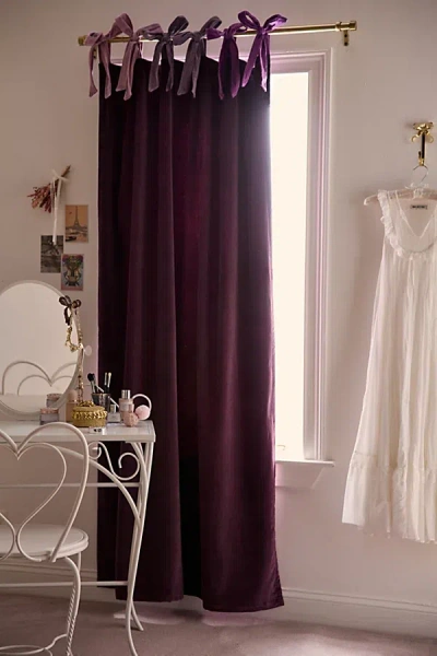 Urban Outfitters Velvet Tie Window Panel In Violet Dusk At  In Purple