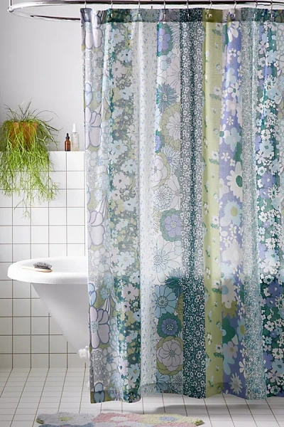 Urban Outfitters Vera Floral Shower Curtain In Sky At
