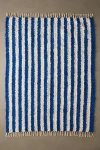 Urban Outfitters Vertical Cabana Striped Shag Rug In Blue At