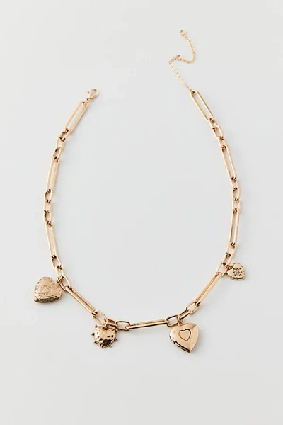 Urban Outfitters Victoria Heart Charm Necklace In Gold, Women's At  In Burgundy