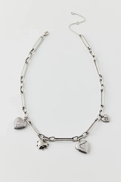 Urban Outfitters Victoria Heart Charm Necklace In Silver, Women's At  In White