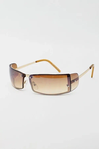 Urban Outfitters Vintage Rue Rectangle Sunglasses In Bronze, Women's At  In Brown
