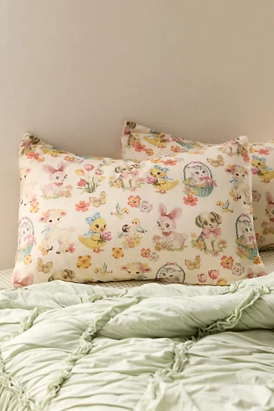 Urban Outfitters Vintage Style Animal Patterned Sham Set In Cream At  In Multi
