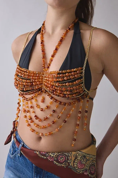 Urban Outfitters Vivian Beaded Bra Top In Brown, Women's At