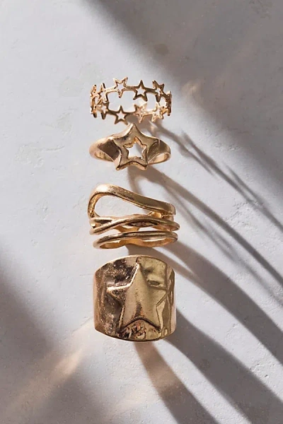 Urban Outfitters Walk Of Fame Chunky Ring Set In Gold, Women's At