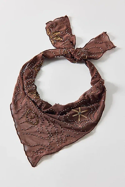 Urban Outfitters Wanderlust Embellished Head Scarf In Brown, Women's At