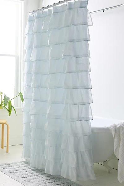 Urban Outfitters Waterfall Ruffle Shower Curtain In Kentucky Blue At