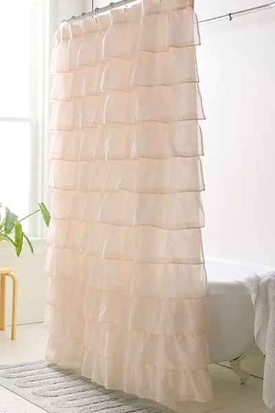 Urban Outfitters Waterfall Ruffle Shower Curtain In Pink At