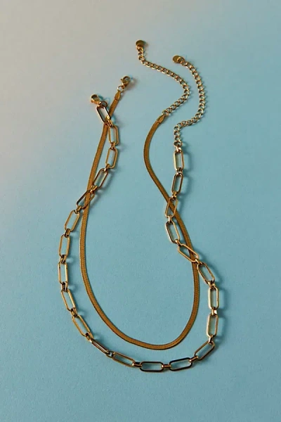 Urban Outfitters Waterproof Anya Chain Layered Necklace In Gold, Women's At