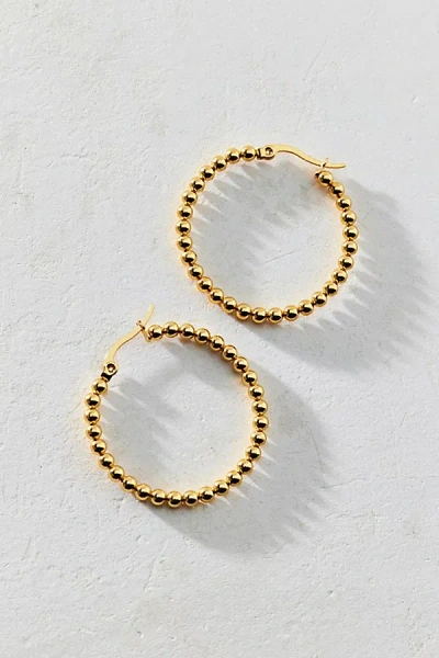 Urban Outfitters Waterproof Beaded Hoop Earring In Gold, Women's At