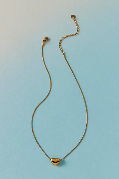 Urban Outfitters Waterproof Lydia Puffy Heart Pendant Necklace In Gold, Women's At