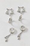 Urban Outfitters Waterproof Star Hoop Earring Set In Silver, Women's At