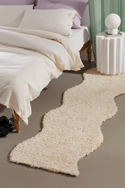 Urban Outfitters Wave Shag Runner Rug In Ivory At  In Neutral