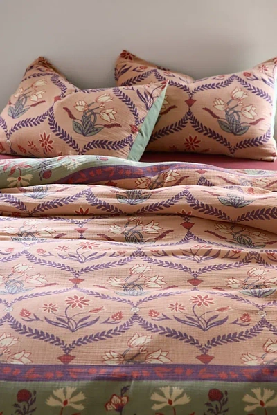 Urban Outfitters Waverly Floral Boho Gauze Duvet Cover In Warm Sage At  In Brown
