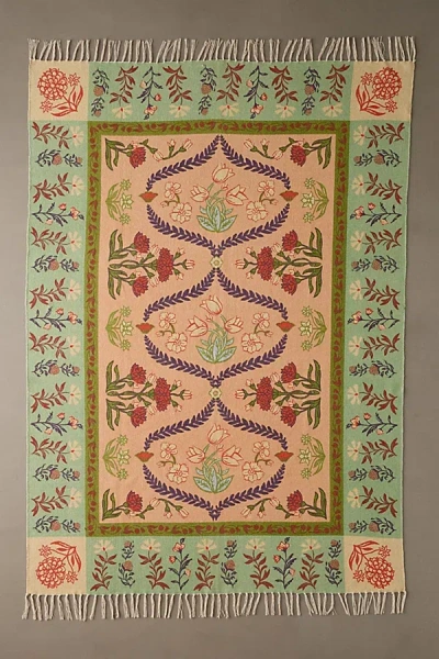 Urban Outfitters Waverly Floral Screen Printed Rug In Orange At