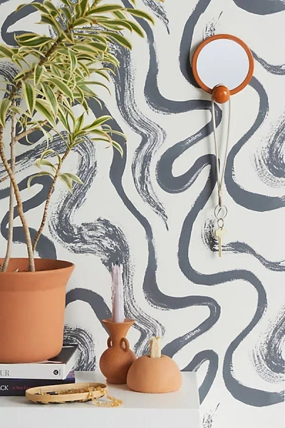 Urban Outfitters Waves Removable Wallpaper In Charcoal At