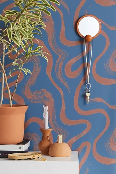 Urban Outfitters Waves Removable Wallpaper In Navy At  In Blue
