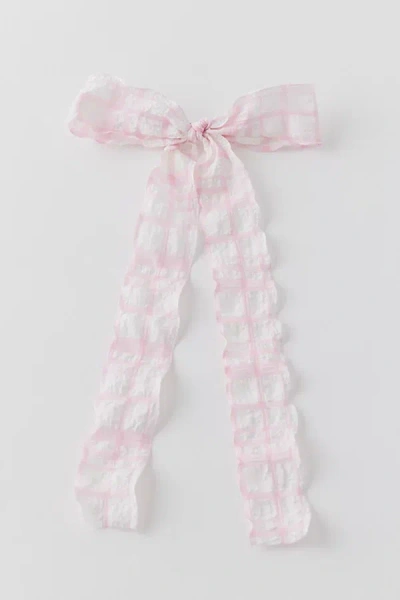 Urban Outfitters Wavy Gingham Bow Barrette In Pink, Women's At
