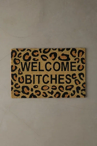 Urban Outfitters Welcome Leopard Print Coir Doormat In Brown At