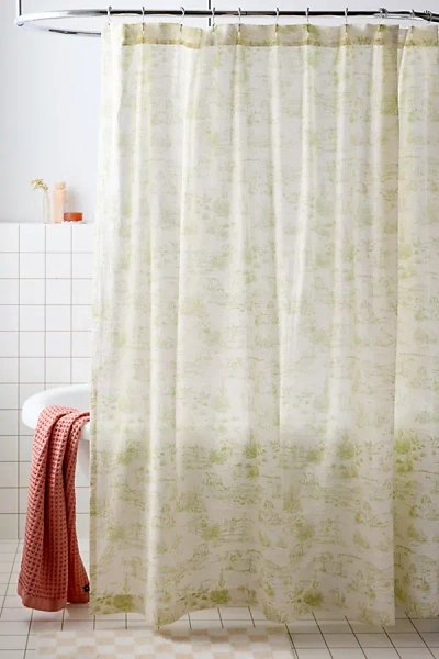 Urban Outfitters Western Toile Patterned Shower Curtain In Green At  In Neutral