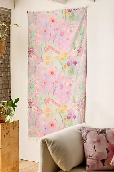 Urban Outfitters Whimsical Garden Floral Tapestry In Purple At  In Pink