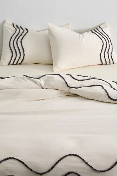 Urban Outfitters Wiggle Bordered Tufted Duvet Cover In Black/white At