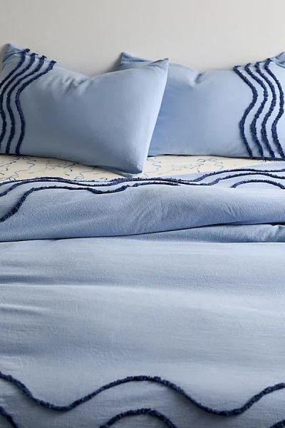 Urban Outfitters Wiggle Bordered Tufted Duvet Cover In Blue At