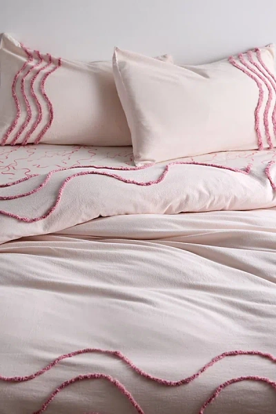 Urban Outfitters Wiggle Bordered Tufted Duvet Cover In Pink At