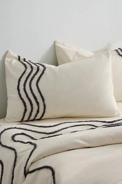 Urban Outfitters Wiggle Bordered Tufted Sham Set In Black/white At