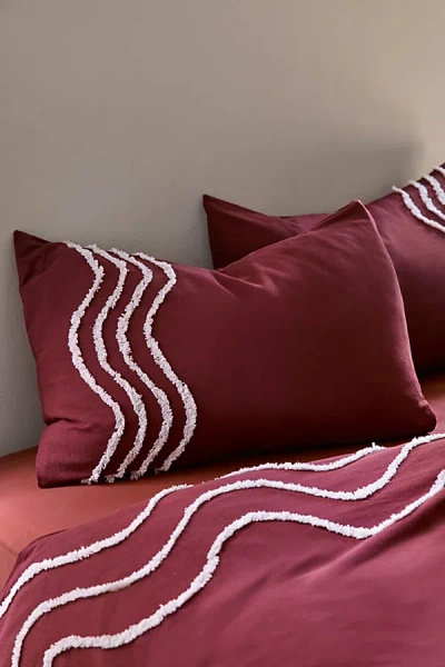 Urban Outfitters Wiggle Bordered Tufted Sham Set In Cherry Lacquer At