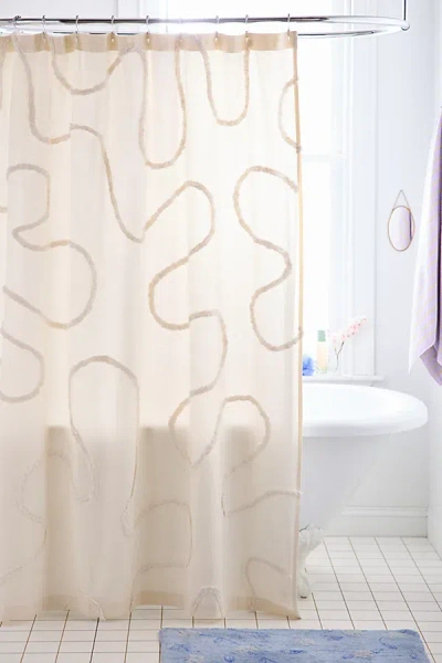 Urban Outfitters Wiggle Tufted Shower Curtain In White At