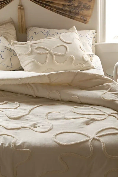 Urban Outfitters Wild Bows Tufted Comforter In Ivory At  In Neutral