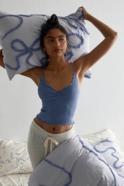 Urban Outfitters Wild Bows Tufted Cotton Sham Set In Blue Motif At