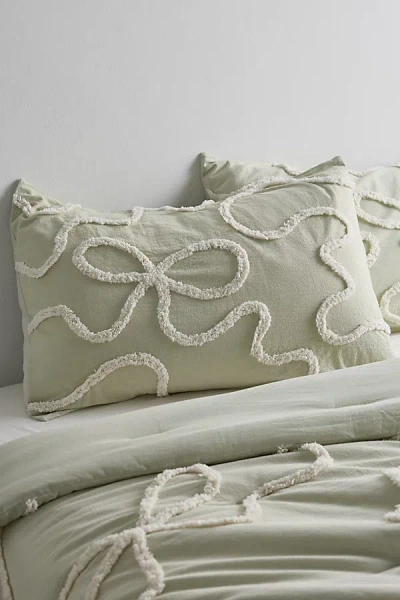 Urban Outfitters Wild Bows Tufted Sham Set In Sage At  In Green