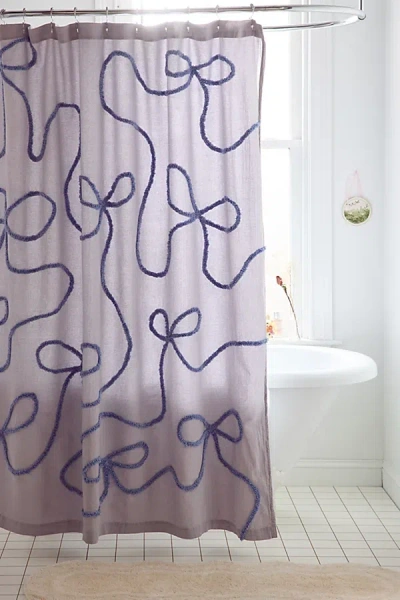 Urban Outfitters Wild Bows Tufted Shower Curtain In Cornflower Blue At