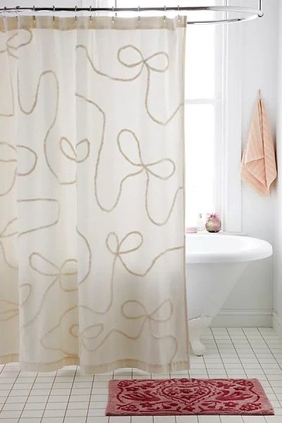 Urban Outfitters Wild Bows Tufted Shower Curtain In Ivory At