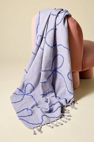 Urban Outfitters Wild Bows Tufted Throw Blanket In Blue At