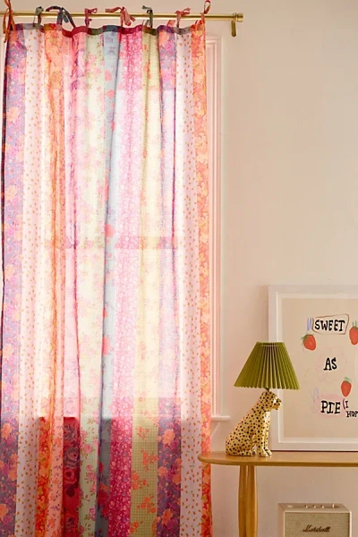 Urban Outfitters Willa Rose Floral Striped Window Panel In Purple At