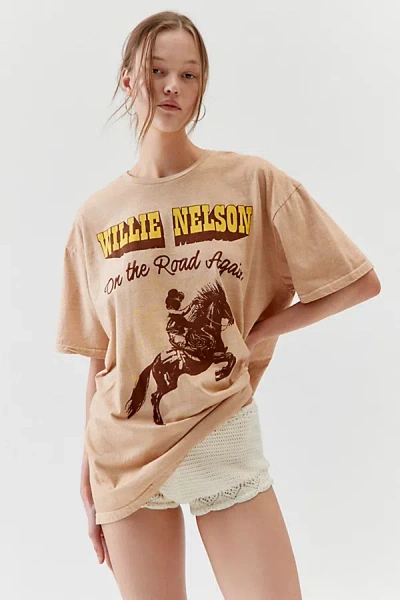 Urban Outfitters Willie Nelson Route 66 T-shirt Dress In Tan, Women's At  In Pink