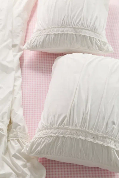 Urban Outfitters Willow Eyelet Cinched Cotton Percale Sham Set In White At