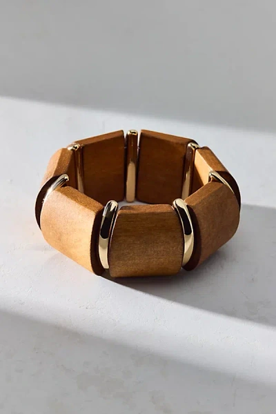 Urban Outfitters Wooden Stretch Bangle Bracelet In Tanners Brown, Women's At
