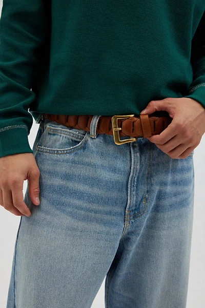 Urban Outfitters Woven Leather Belt In Brown, Men's At