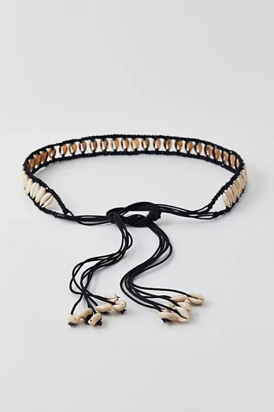 Urban Outfitters Woven Shell Rope Belt In Black, Women's At