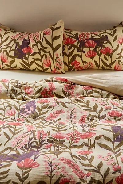 Urban Outfitters Wren Woodblock Patterned Slub Duvet Cover In Pink At  In Multi