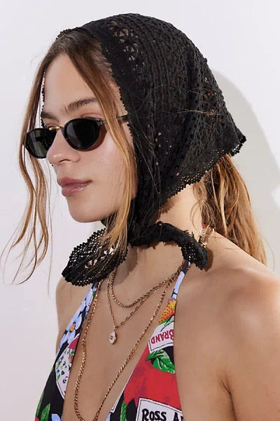 Urban Outfitters Xl Crochet Headscarf In Black, Women's At