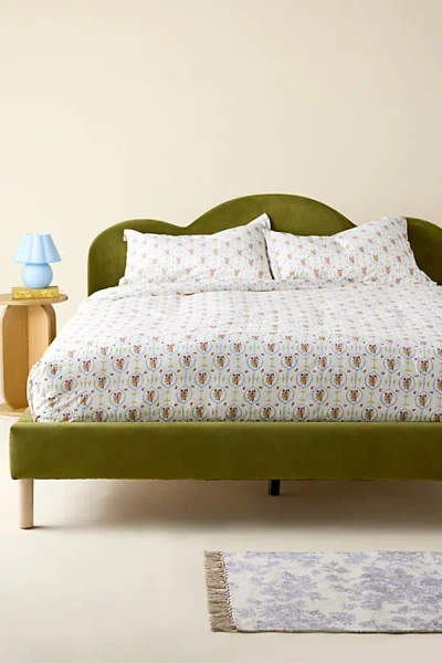 Urban Outfitters Yara Petal Velvet Upholstered Bed In Green At